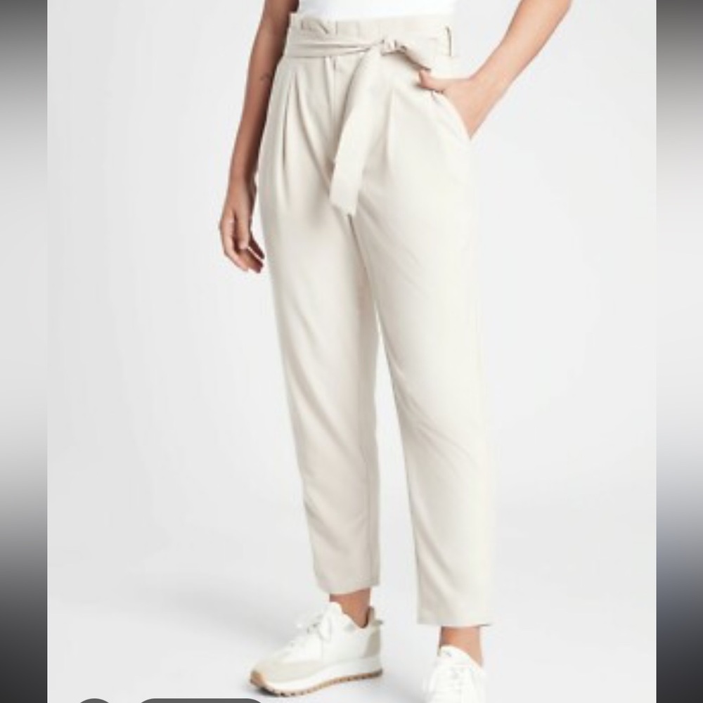 Athleta Beige Ankle Pants with Tie-Waist